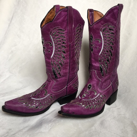 Purple Dress with Cowboy Boots